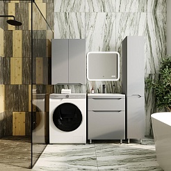 Style Line Шкаф пенал Марелла 30 Люкс Plus антискрейтч с б/к серый матовый – фотография-6